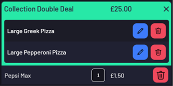 Posperity order screen showing a applied deal